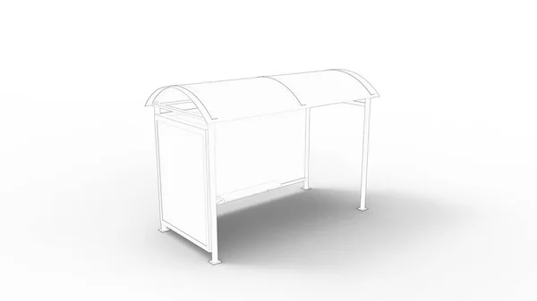 3d rendering of a bus stop shelter isolated in white background — 스톡 사진