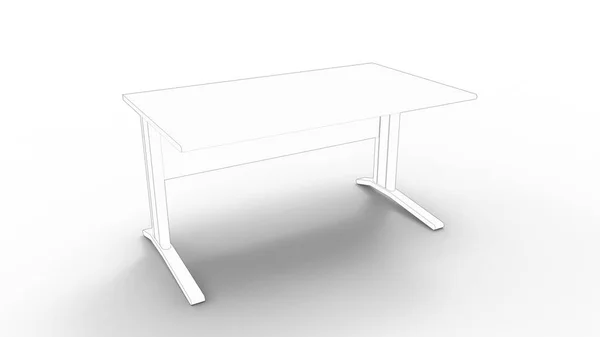 3D渲染白色背景隔离的木制和金属制书桌 — 图库照片