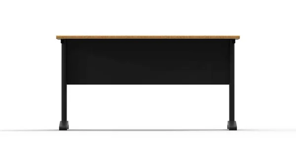 Beyaz arka planda izole edilmiş ahşap ve metal bir masanın 3D görüntüsü