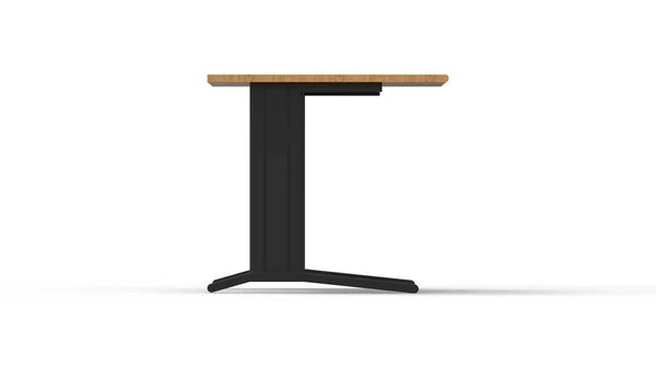 3D рендеринг деревянного и металлического стола на белом фоне — стоковое фото