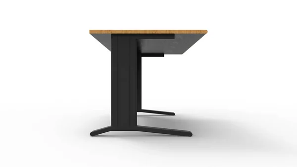 3D рендеринг деревянного и металлического стола на белом фоне — стоковое фото