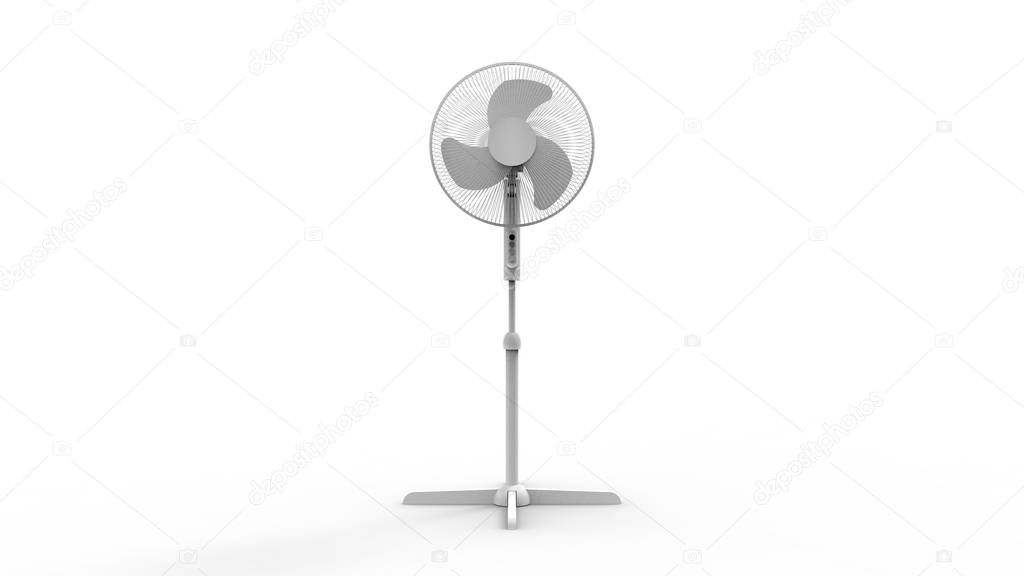 3d rendering of a turning fan isolated in white studio background