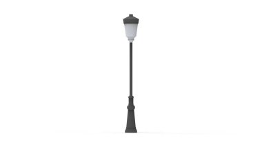 Beyaz arkaplanda izole edilmiş bir sokak lambasının 3d görüntülenmesi