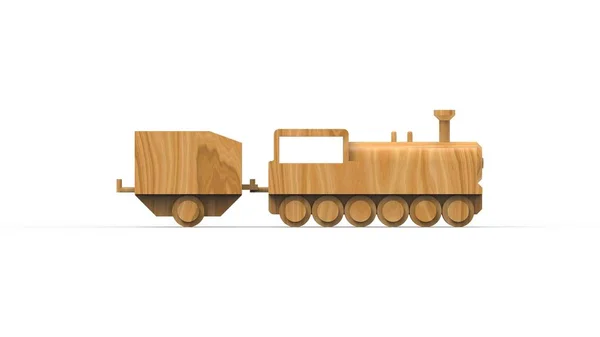 Beyaz stüdyo arka planında izole edilmiş 3 boyutlu oyuncak lokomotifi — Stok fotoğraf