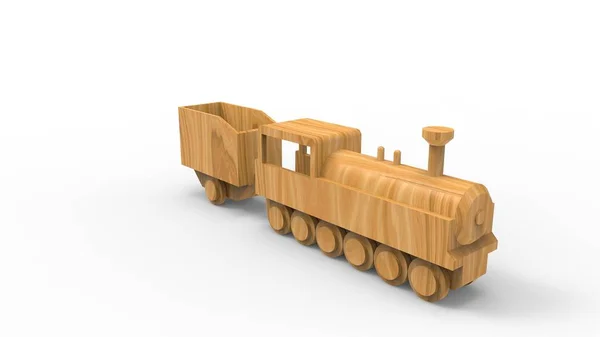Rendering 3d di una locomotiva giocattolo isolata su sfondo bianco — Foto Stock