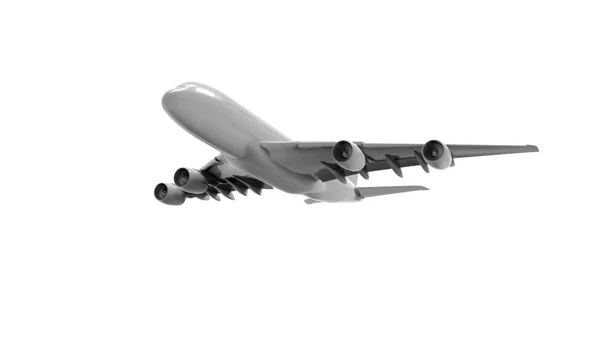 3d weergave van een jumbo jet vliegtuig geïsoleerd in witte achtergrond — Stockfoto