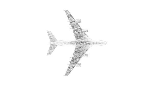 3d renderização de um jato jumbo avião isolado em fundo branco — Fotografia de Stock