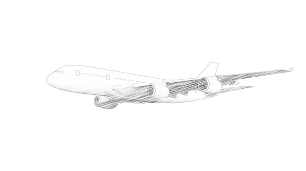 3d απόδοση ενός jumbo jet αεροπλάνο απομονωμένο σε λευκό φόντο — Φωτογραφία Αρχείου