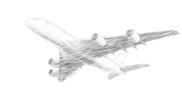 3d rendering of a jumbo jet airplane isolated in white background — Stock Photo, Image