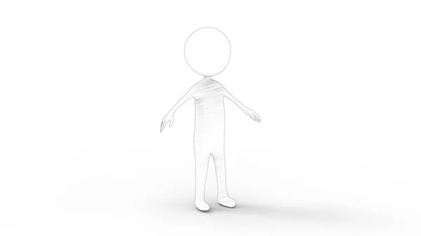 3d rendering of a stick figure isolated in white studio background — Stock Photo, Image