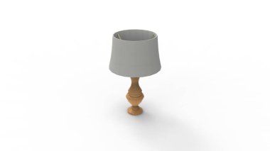 Klasik ayakta duran kısa ev lambasının 3 boyutlu yansıması izole edilmiş.