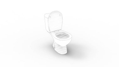 Beyaz stüdyo arka planında izole edilmiş bir tuvaletin 3D görüntülenmesi