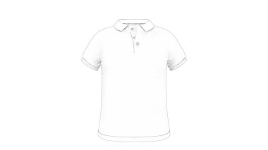 Beyaz arkaplanda izole edilmiş bir polo tişörtün 3D görüntüsü