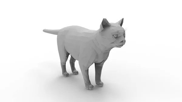 3D-återgivning av en polygonal katt isolerad i studio bakgrund — Stockfoto