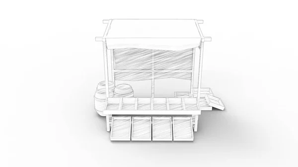 3d renderização de uma barraca de mercado isolado em fundo branco — Fotografia de Stock