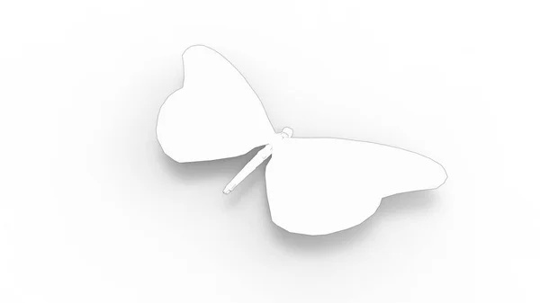白いスタジオの背景に隔離された蝶の3Dレンダリング — ストック写真