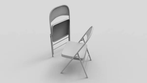 Redare 3D a două scaune pliabile izolate în fundal studio alb — Fotografie, imagine de stoc