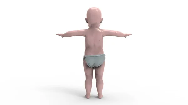 Representación 3d de un bebé aislado en fondo de estudio blanco — Foto de Stock