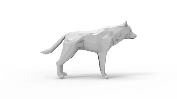3D-Darstellung eines Wolfspolygons isoliert in weißem Studiohintergrund — Stockfoto