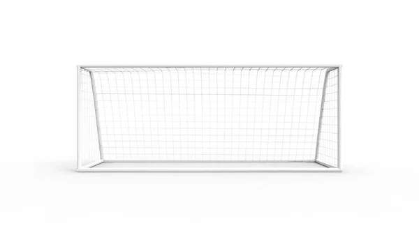 Beyaz arkaplanda izole edilmiş bir futbol golünün 3d yorumlanması