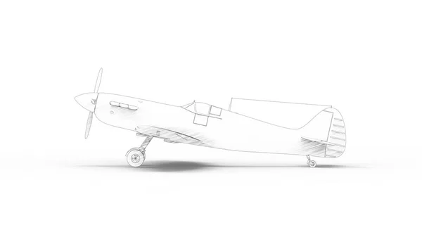 3D ztvárnění dvou stíhacích letounů izolovaných v bílém pozadí za světové války. — Stock fotografie