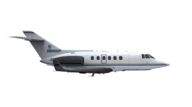 Beyaz arka planda izole edilmiş bir jet uçağının 3D görüntüsü