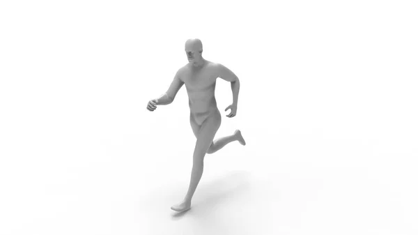 Representación 3D de un modelo de ordenador humano corriendo aislado — Foto de Stock