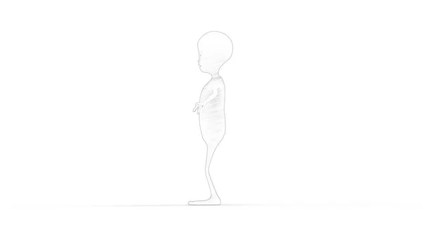 3D rendering of a model alien isolated in white background — 스톡 사진