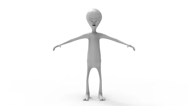 3D rendering of a model alien isolated in white background — 스톡 사진