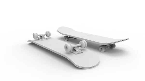 3D рендеринг скейтборда на белом фоне студии — стоковое фото