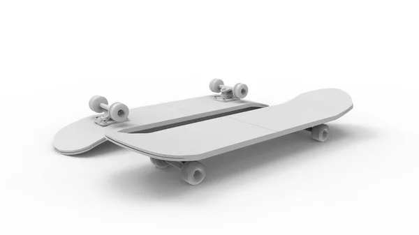 Rendering 3d di uno skateboard isolato su sfondo bianco — Foto Stock