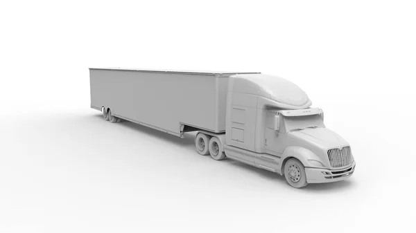 3D rendering of a truck with trailer isolated in white background — 스톡 사진