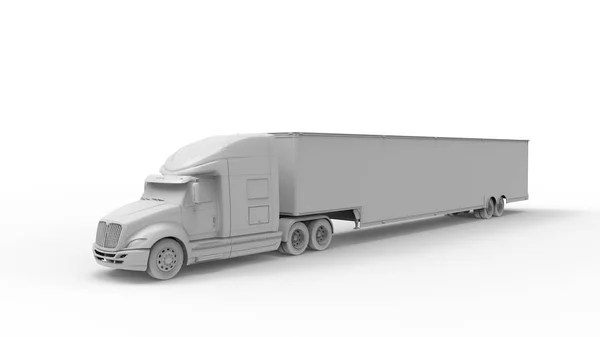 3D rendering of a truck with trailer isolated in white background — 스톡 사진