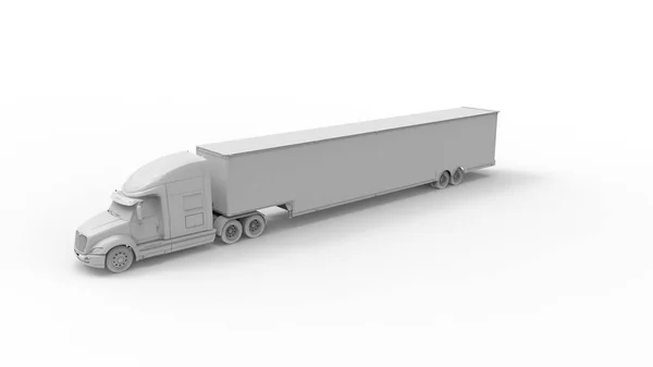 3d απόδοση ενός φορτηγού με ρυμουλκούμενο απομονωμένο σε λευκό φόντο — Φωτογραφία Αρχείου