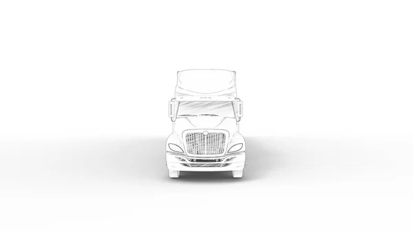 3D візуалізація вантажівки з трейлером ізольовано на білому тлі — стокове фото