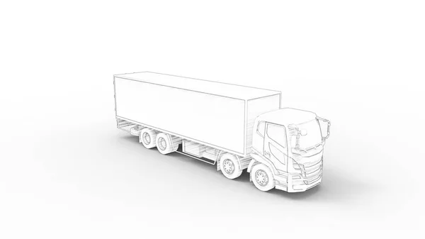 3D-Darstellung eines LKW mit Anhänger isoliert auf weißem Hintergrund — Stockfoto