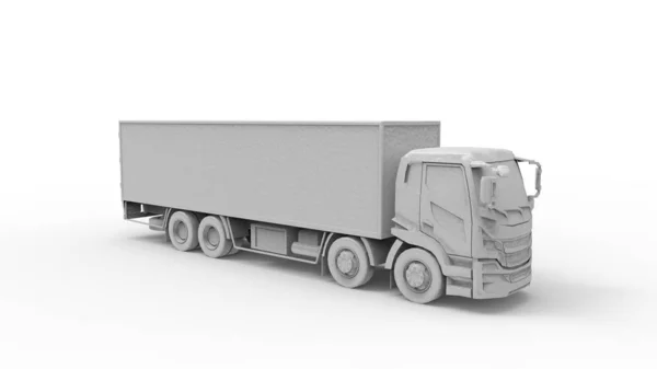 3D rendering of a truck with trailer isolated in white background — 스톡 사진