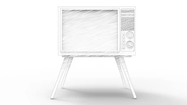 Vintage-Retro-Fernseher isoliert auf weißem Hintergrund. — Stockfoto