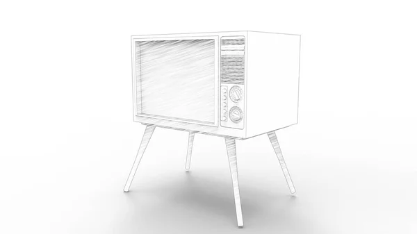 白色背景的复古电视机. — 图库照片
