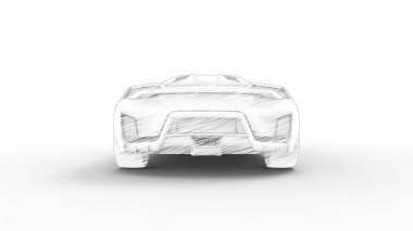 Beyaz arkaplanda izole edilmiş spor araba çizimi kavramı