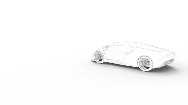 Concept sports car sketch rendering isolated in white background — 스톡 사진