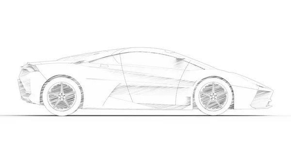 Concept sports car sketch rendering isolated in white background — Stock Photo, Image