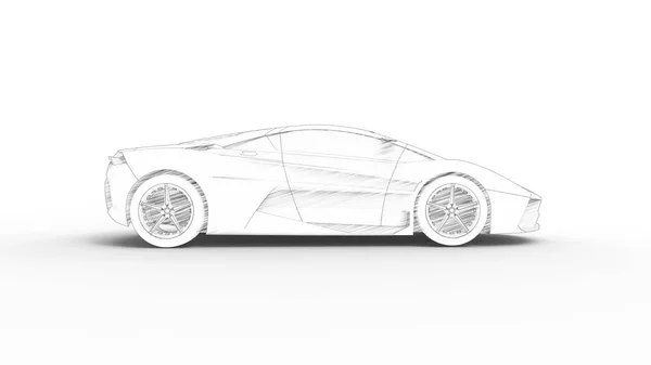 Концепція ескізу спортивного автомобіля ізольована на білому тлі — стокове фото