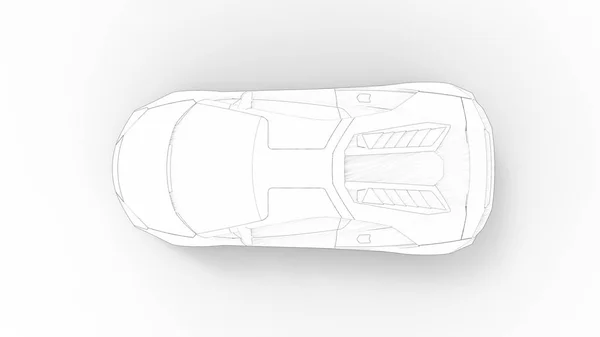 Concept voiture de sport croquis rendu isolé en arrière-plan blanc — Photo