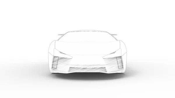 Koncepció sport autó vázlat renderelés elszigetelt fehér háttér — Stock Fotó