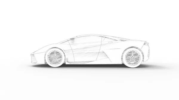 Concept sports car sketch rendering isolated in white background — Stock Photo, Image