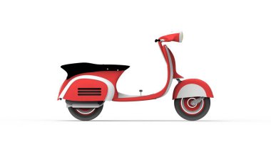 Vintage moped 3d beyaz stüdyo arka planda izole render