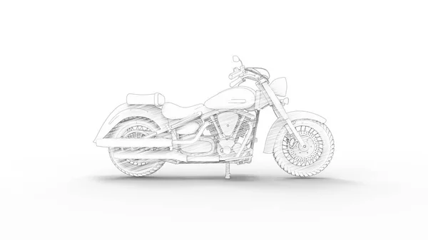 Ескіз мотоциклетного крейсера ізольовано на білому фоні студії — стокове фото