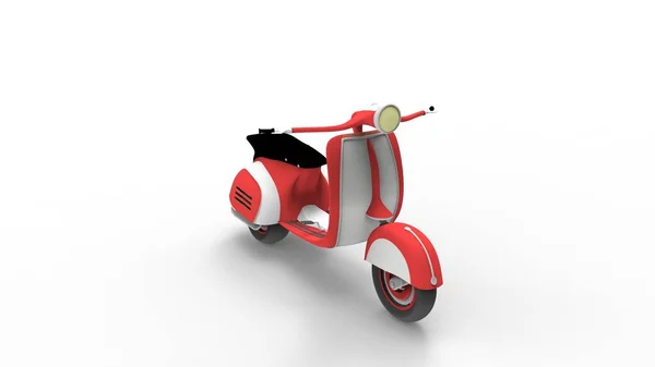 Vintage moped 3D rendering isolerad i vit Studio bakgrund — Stockfoto