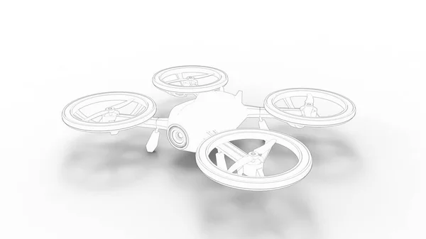 Drone 3d rendering schizzo isolato in bianco studio sfondo — Foto Stock